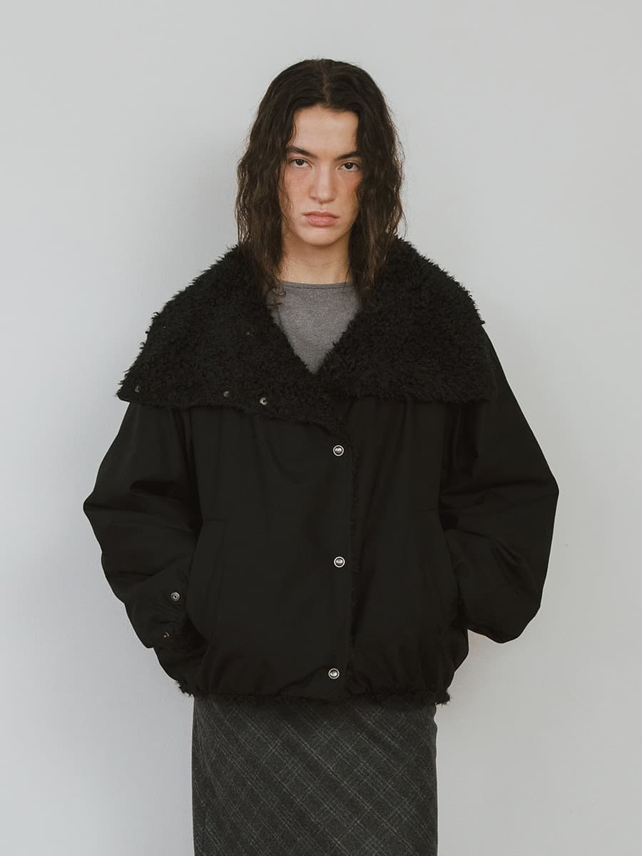 TVW REVERSIBLE FUR BOMBER JACKET_BLACK