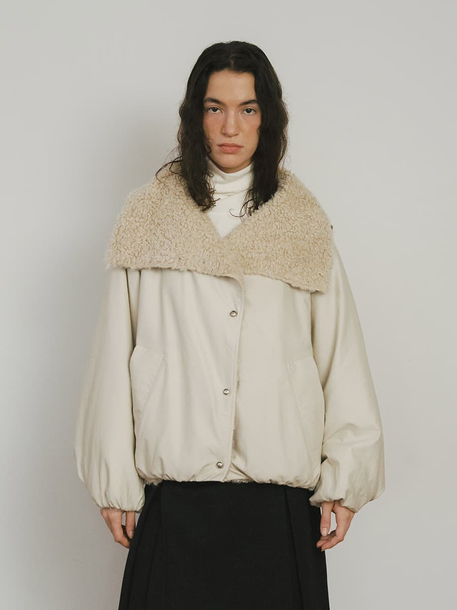 TVW REVERSIBLE FUR BOMBER JACKET_I-BEIGE
