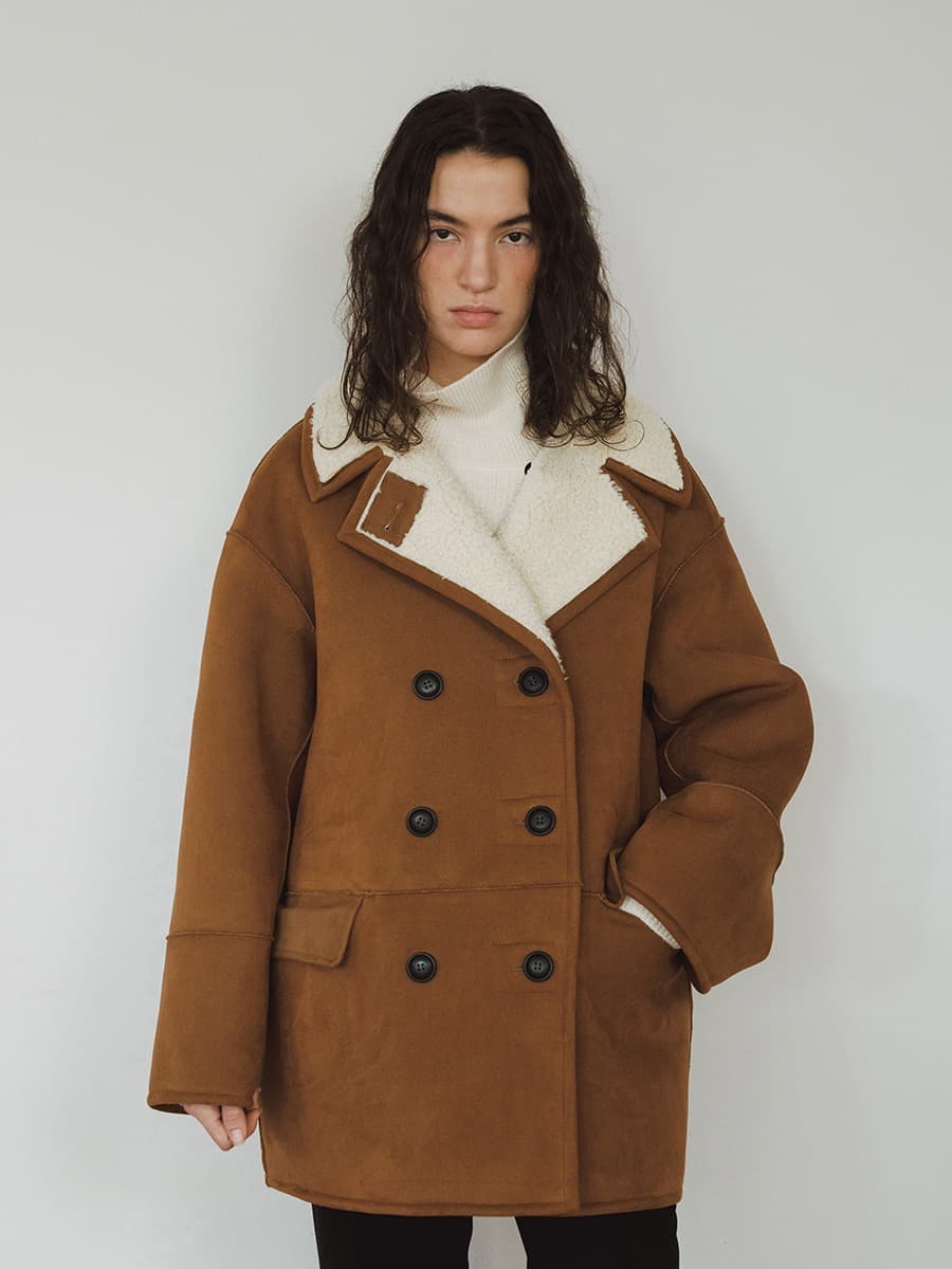 TVW SUEDE SHEARLING REVERSIBLE HALF JACKET_BROWN