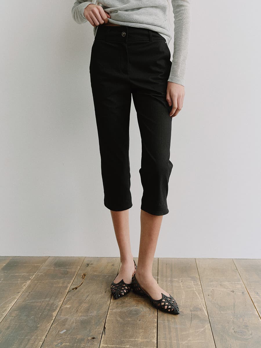 TIS CAPRI STRIPE PANTS_BLACK