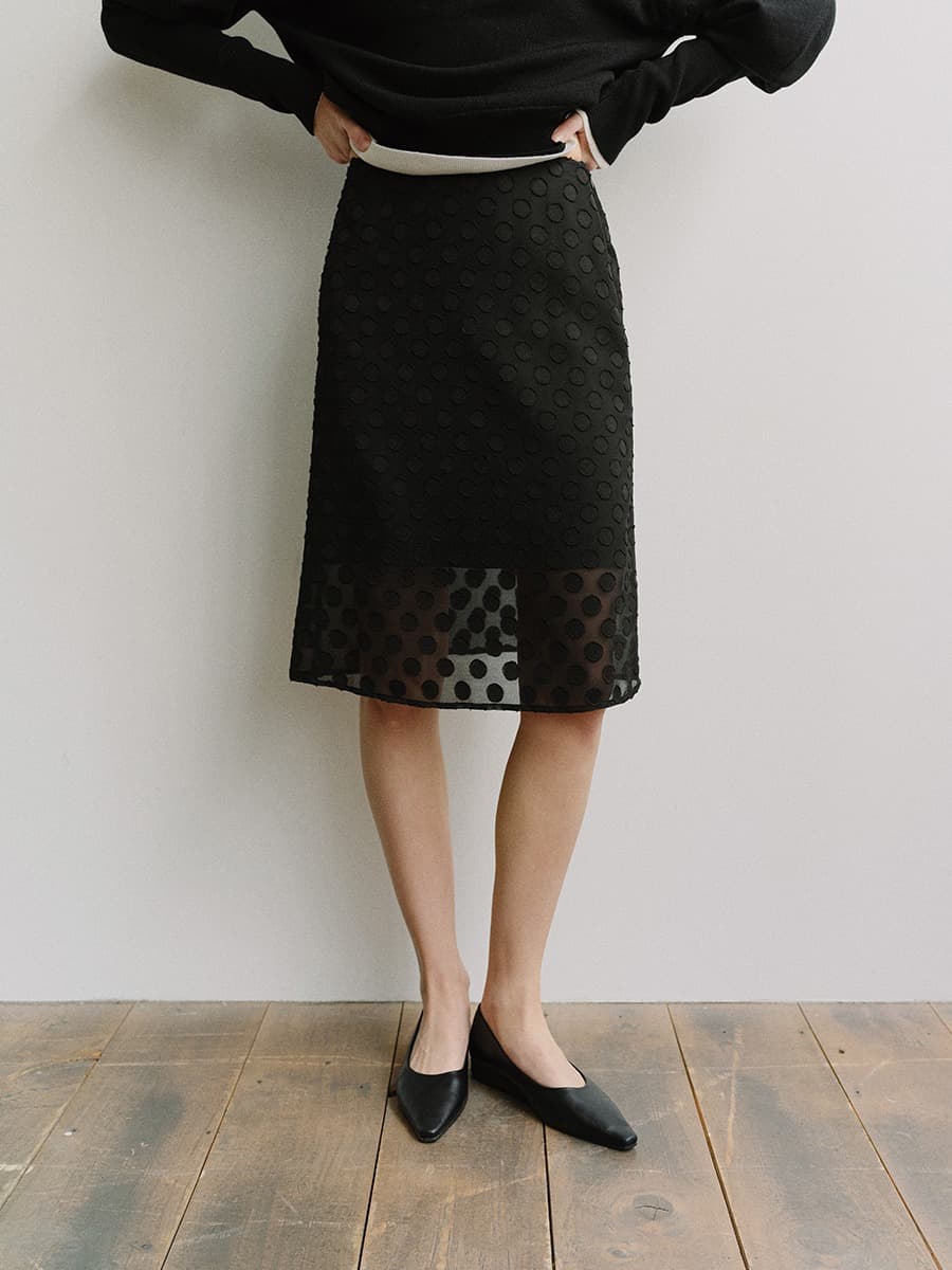 TIS DOT LAYERED SKIRT_BLACK