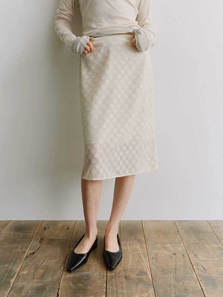 TIS DOT LAYERED SKIRT_IVORY