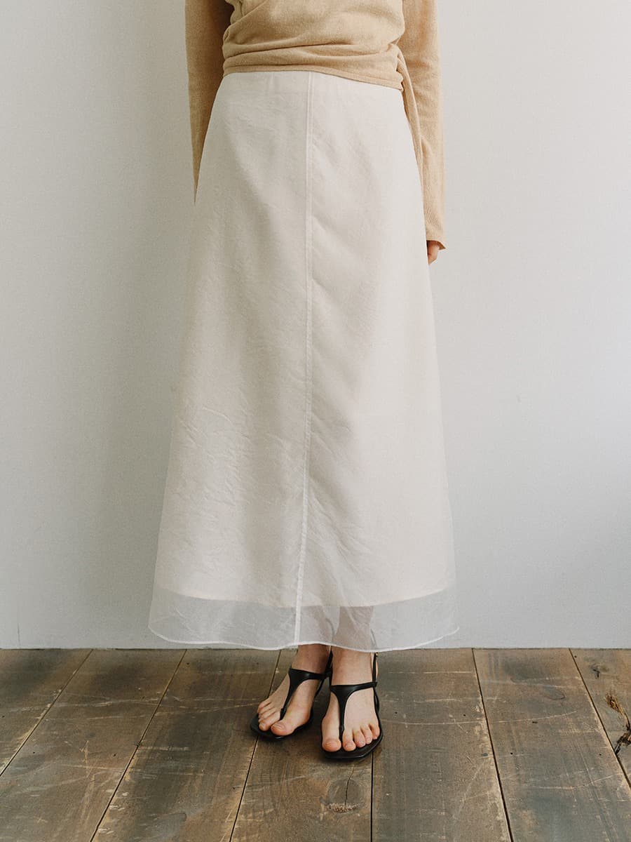 TIS FLORAL SHEER OVERLAY SKIRT_IVORY