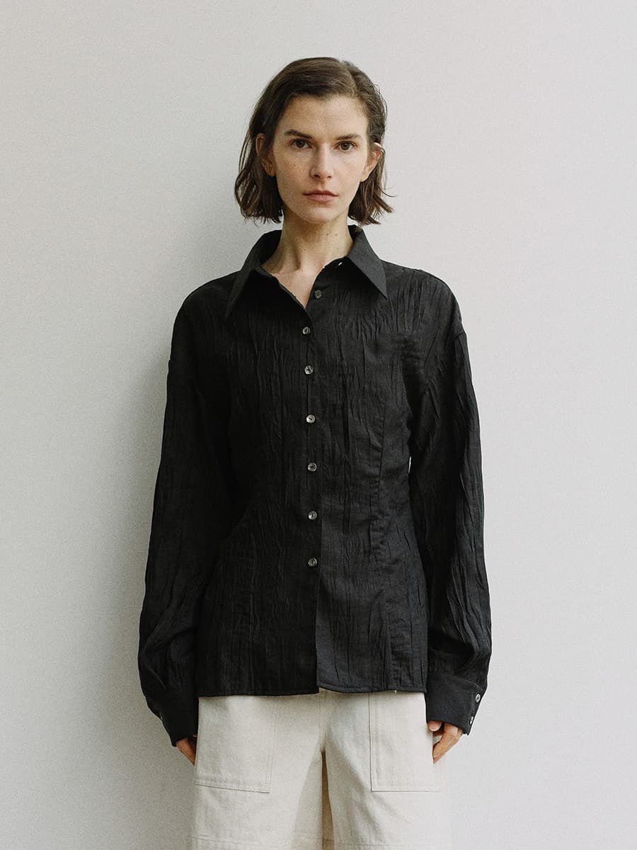 TIS CREPE LINE BLOUSE_BLACK