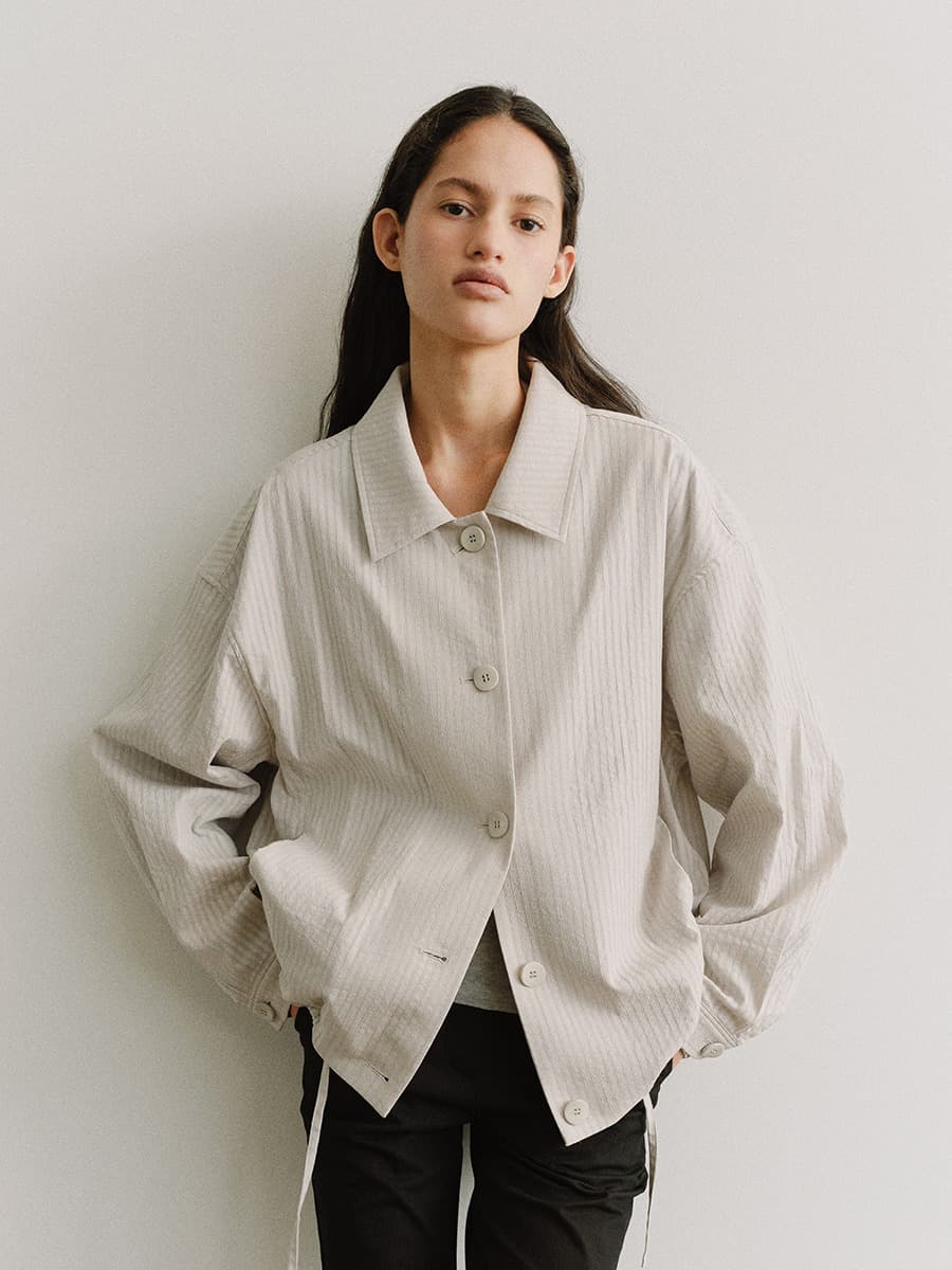 TIS COLLAR STRIPED COTTON JUMPER_GREY