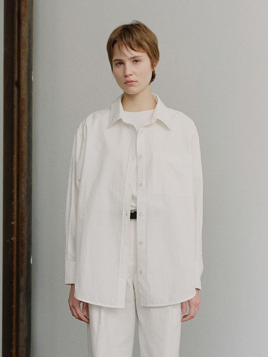 TFF OVER FIT POCKET SHIRT_WHITE CHECK