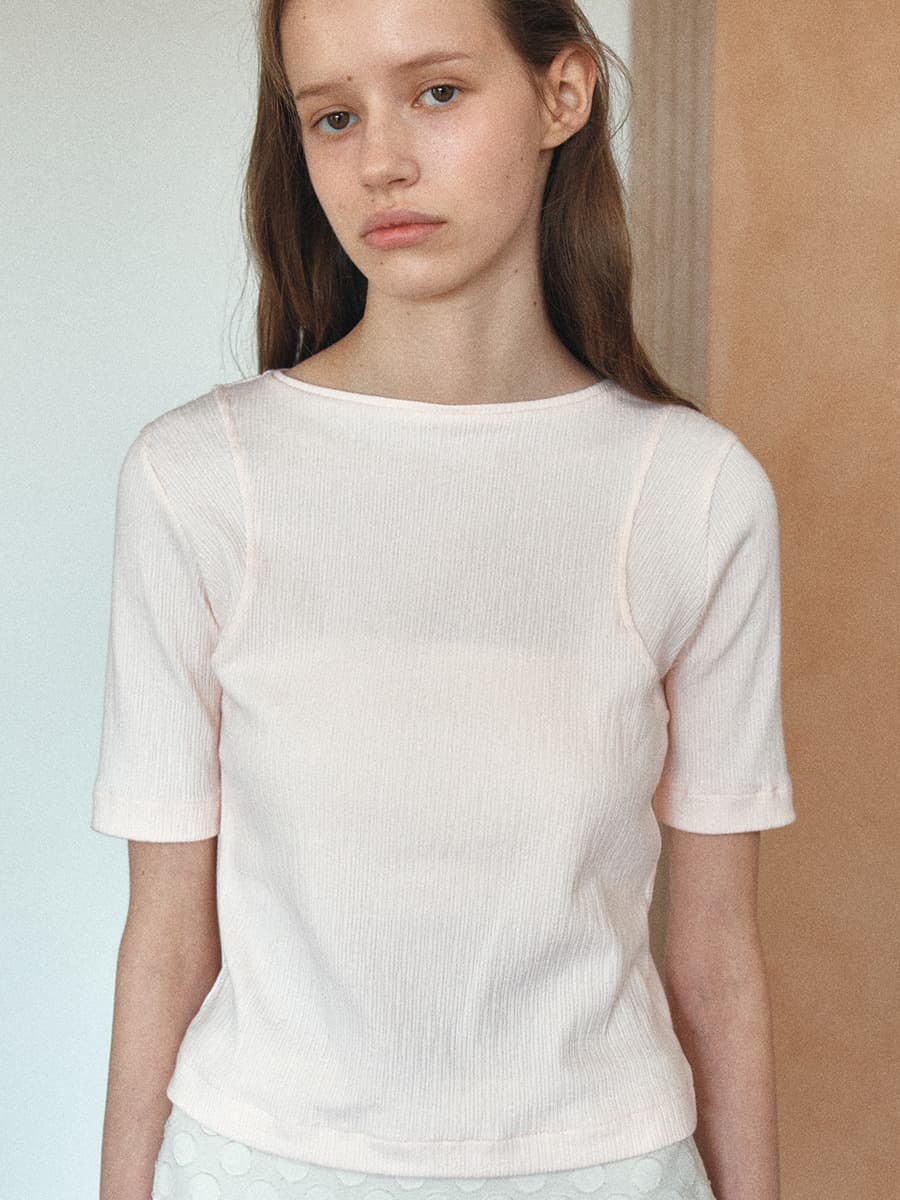 TIS AMHOLE 3/4 SLEEVE TOP_BABY PINK