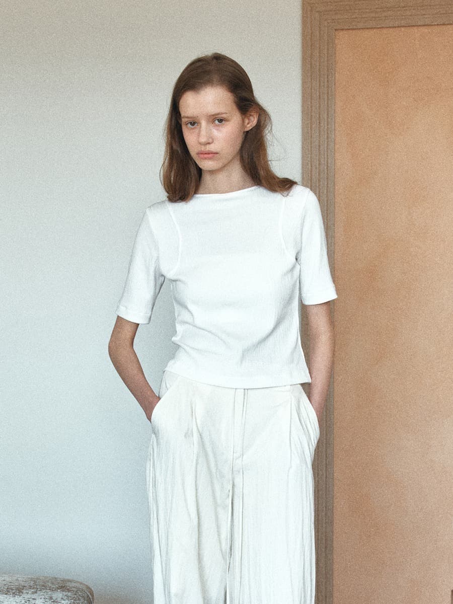 TIS AMHOLE 3/4 SLEEVE TOP_WHITE