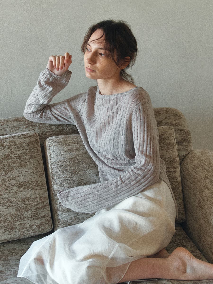 TIS CROCHET BOATNECK KNIT_L-GREY