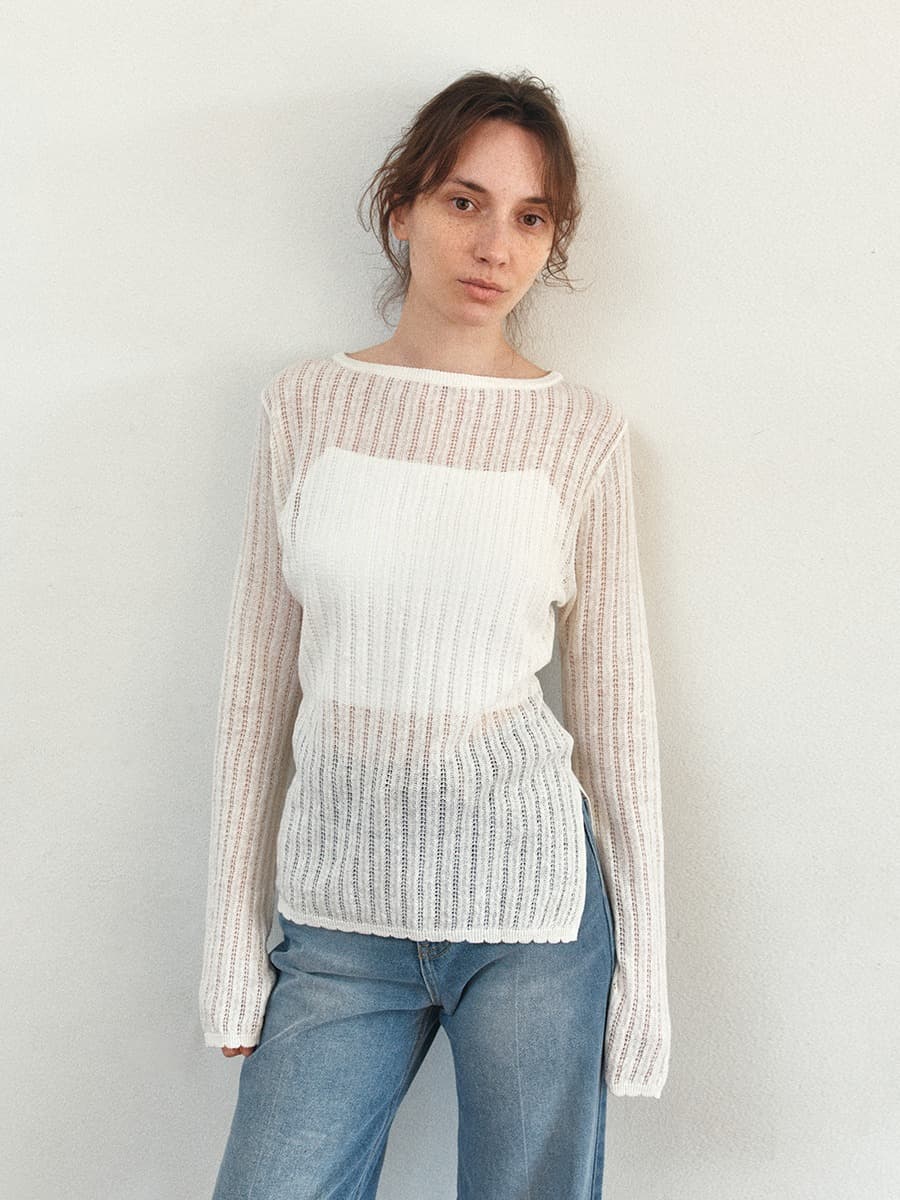 TIS CROCHET BOATNECK KNIT_WHITE