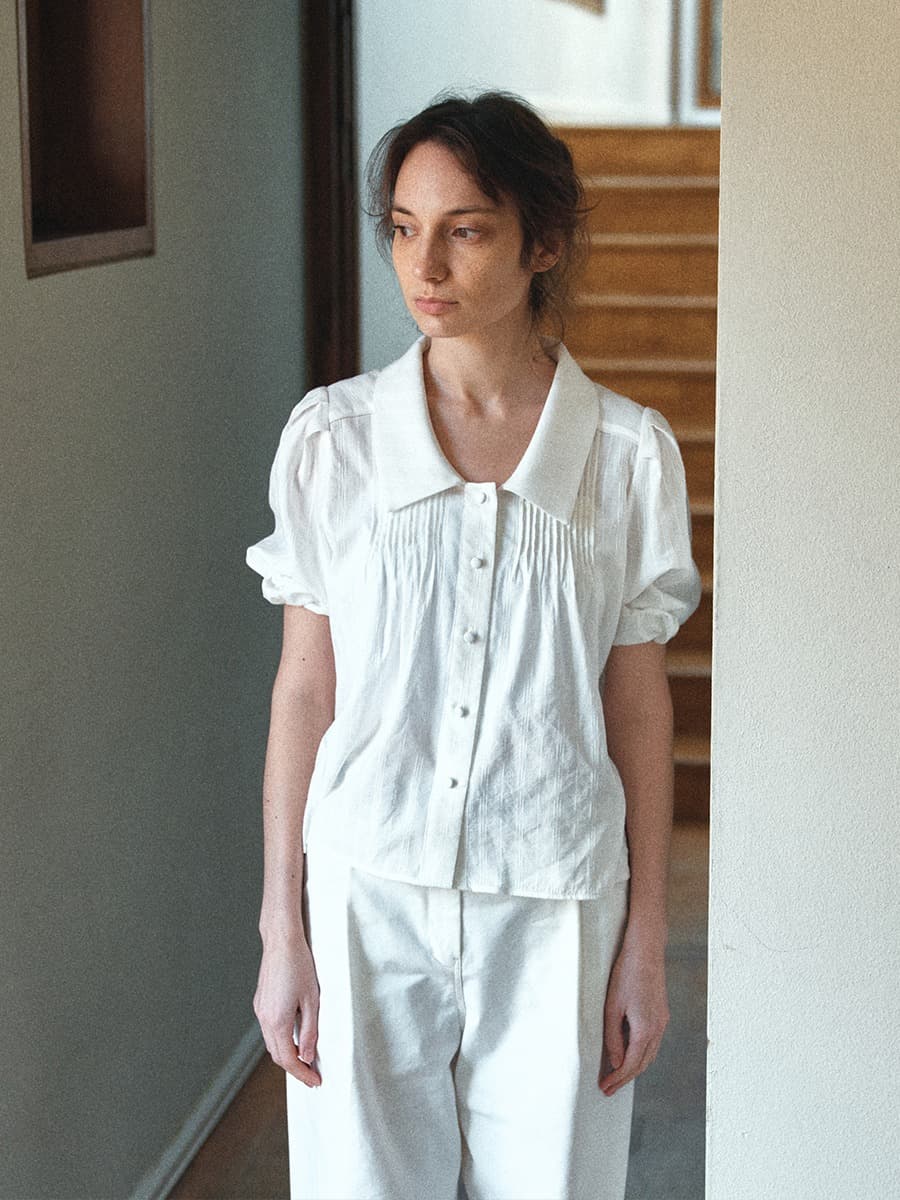 TIS PINTUCK VOLUME BLOUSE_WHITE