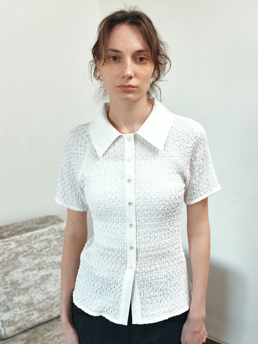 TIS CRINKLE SLIM FIT SHIRT_WHITE