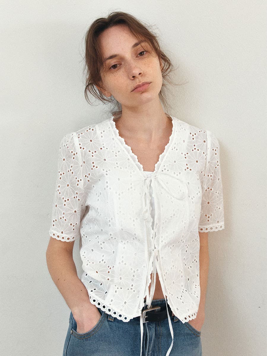 TIR EMBROIDERY LACE BLOUSE_WHITE