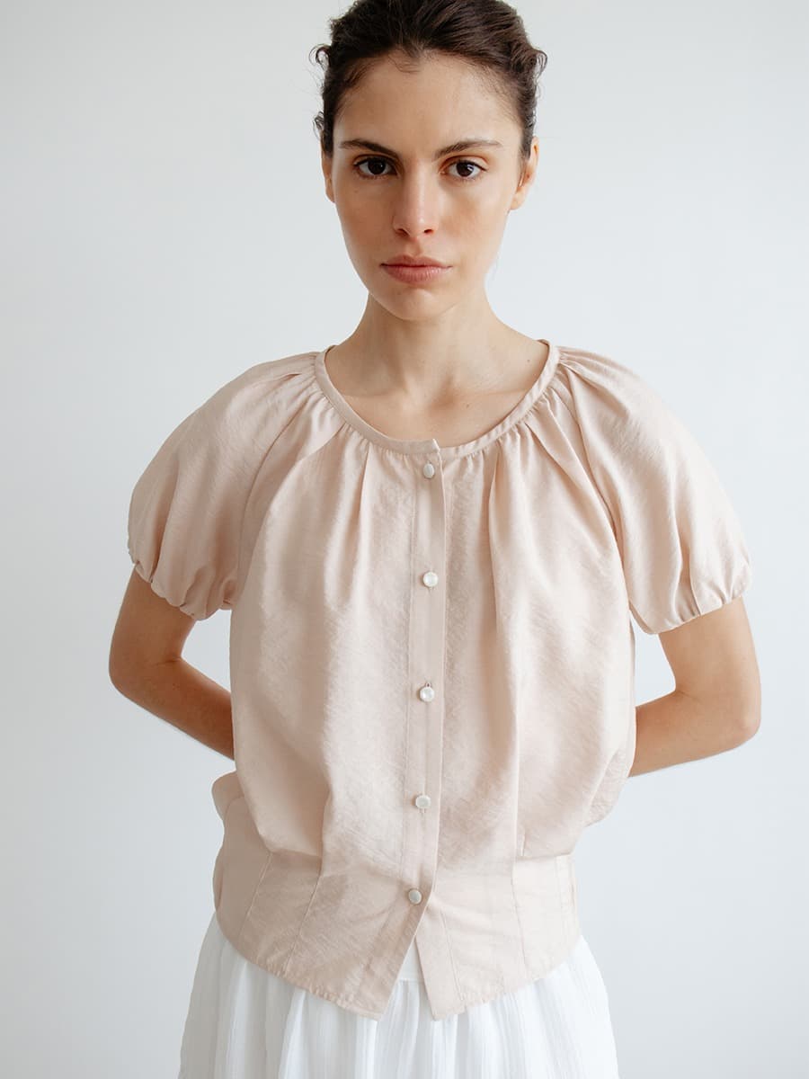 TIR SILK SHEER BLOUSE_PINK