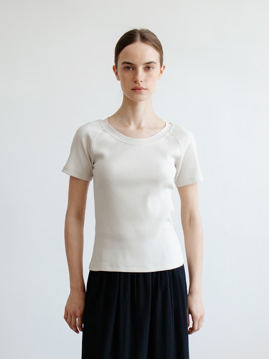 TIR U-NECK RIBBED TOP_I-BEIGE