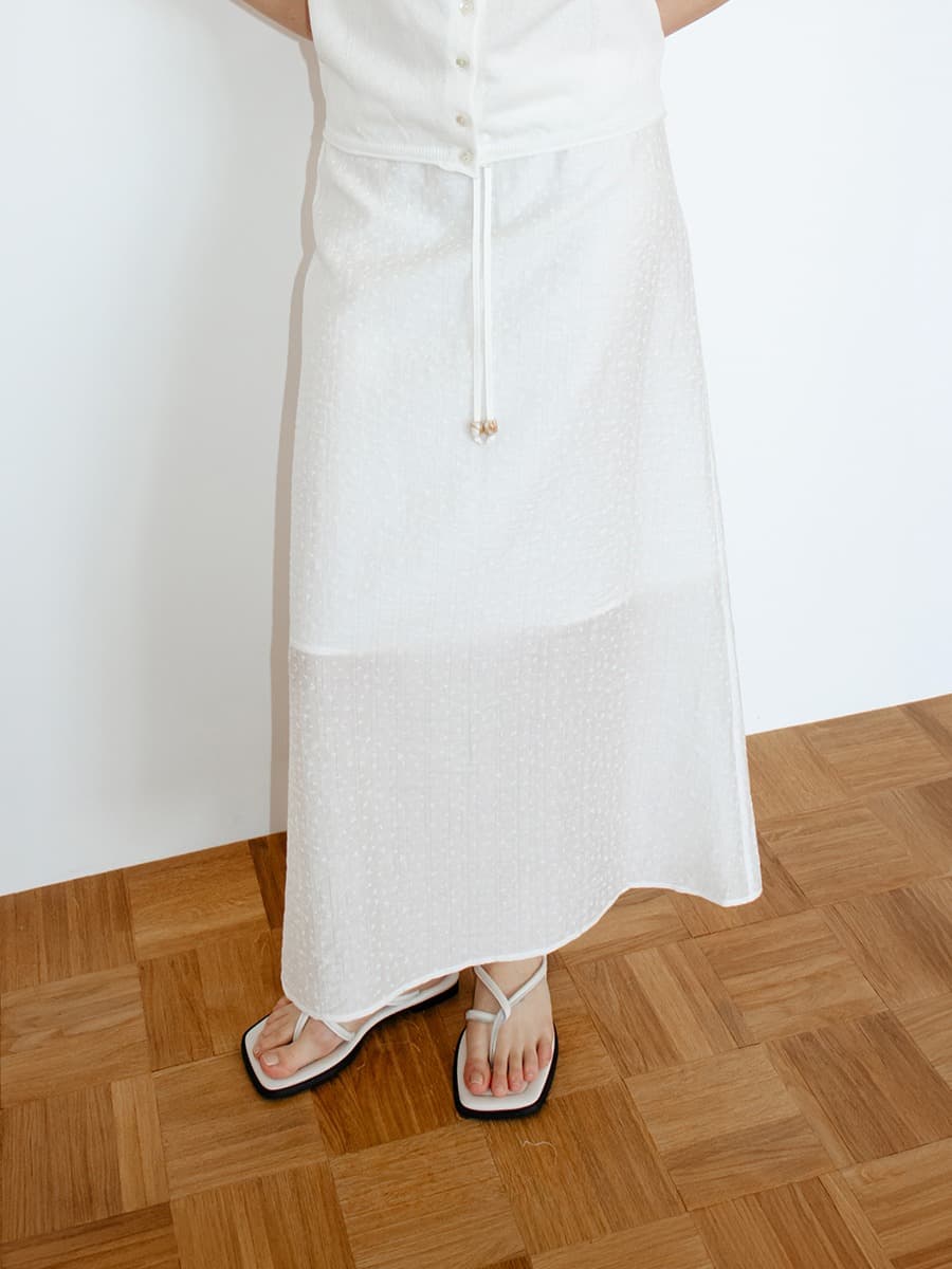 TIR DITSY FLORAL SEMI A-LINE SKIRT_WHITE