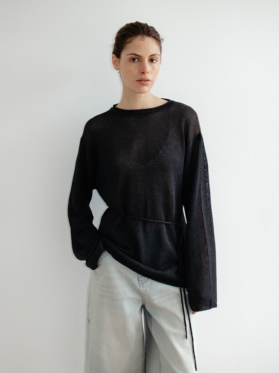 TIR PAPER BOAT NECK KNIT_DEEP NAVY