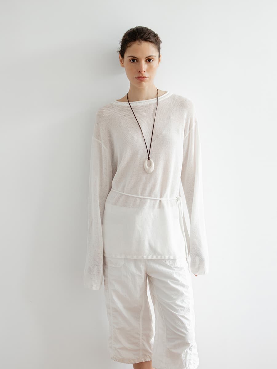 TIR PAPER BOAT NECK KNIT_WHITE