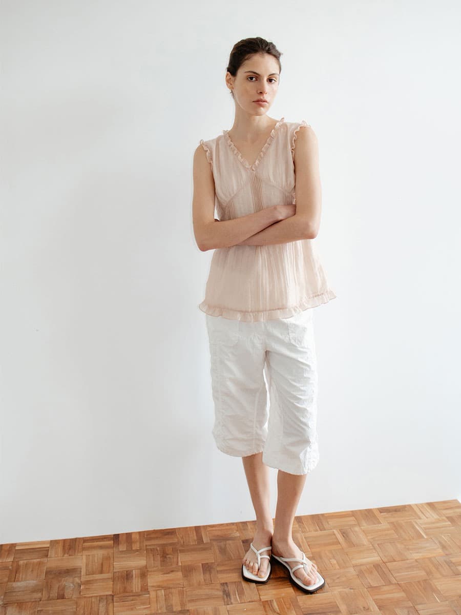 TIR SHIRRED PARACHUTE PANTS_WHITE