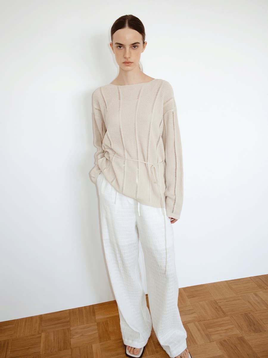 TIR LOOSE FIT PAPER BOAT NECK KNIT_NATURAL