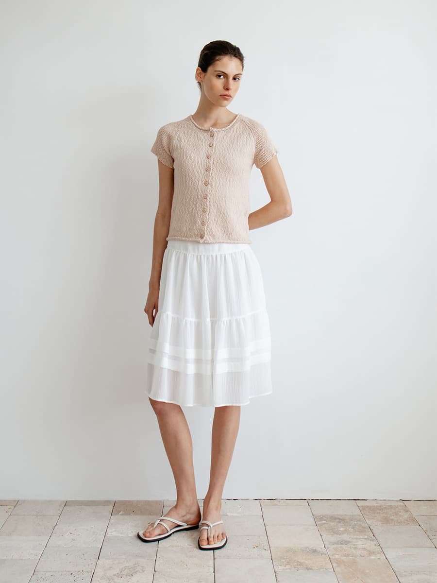 TIR SHEER TIERED MIDI SKIRT_WHITE