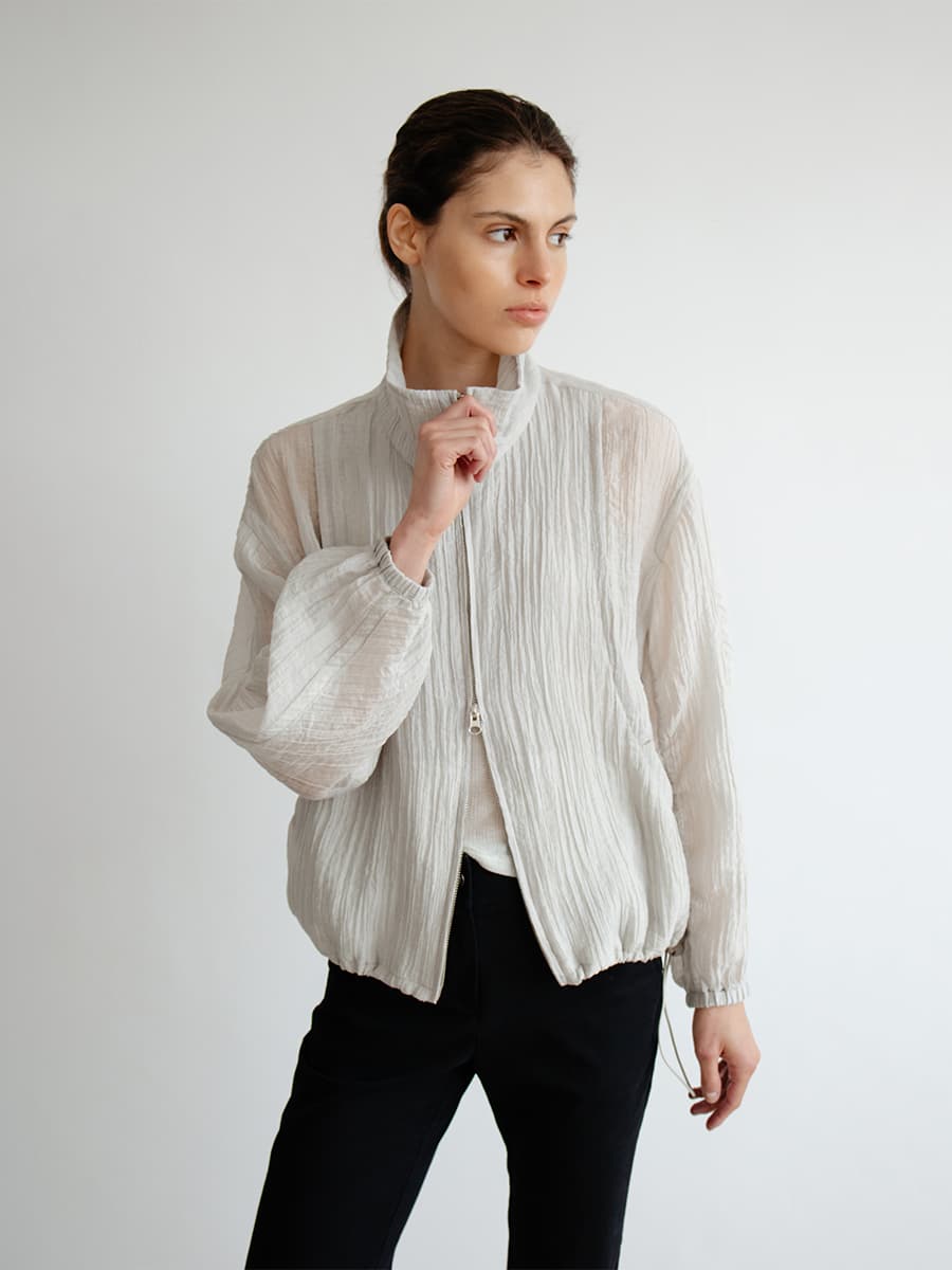 TIR CRINKLE HIGH-NECK BLOUSON_MINT — vue 3