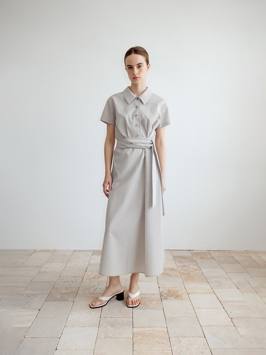 TIR TIE WAIST COLLAR DRESS_MINT