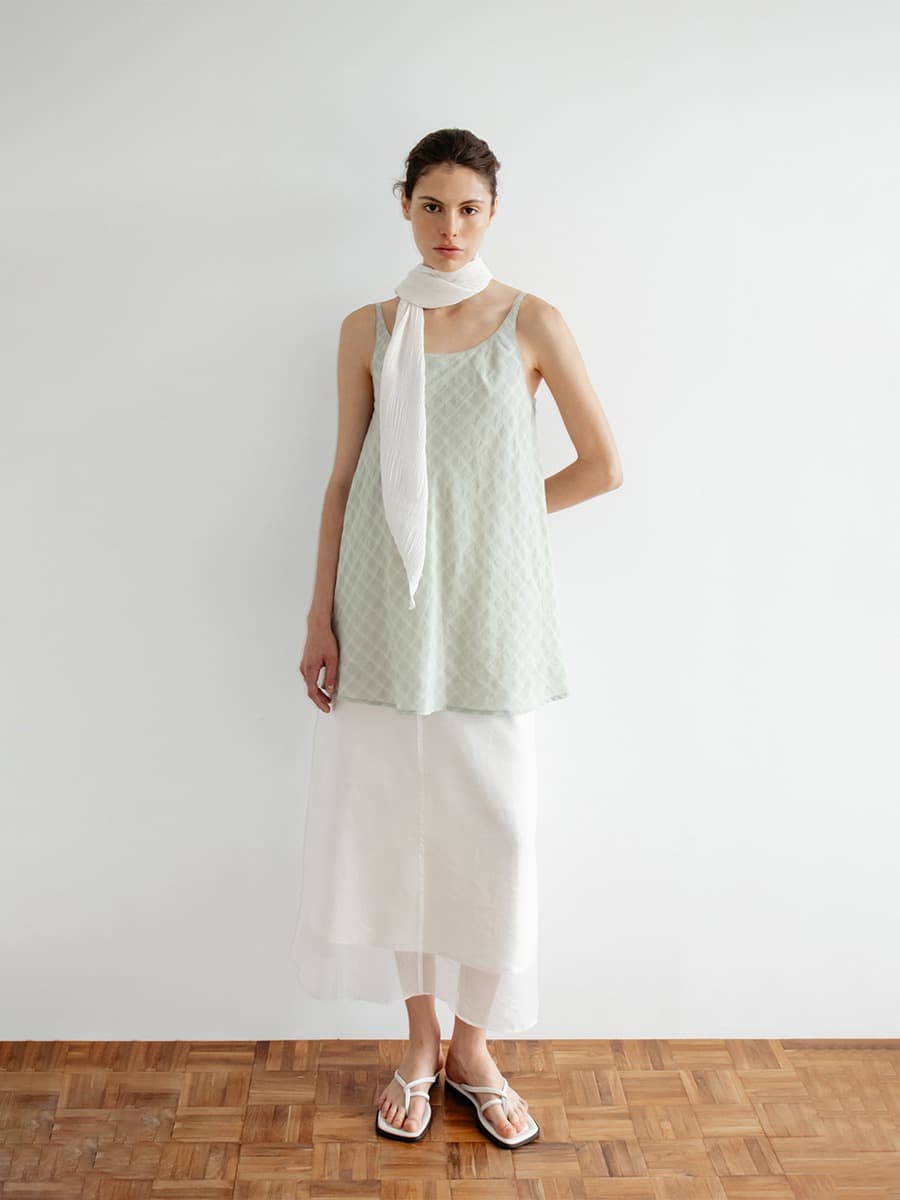 TIR CHECK LAYERED REVERSIBLE DRESS_MINT