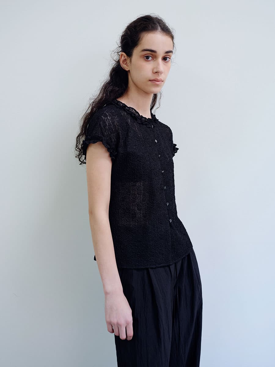 TIR LACE FRILL BLOUSE_BLACK — vue 2