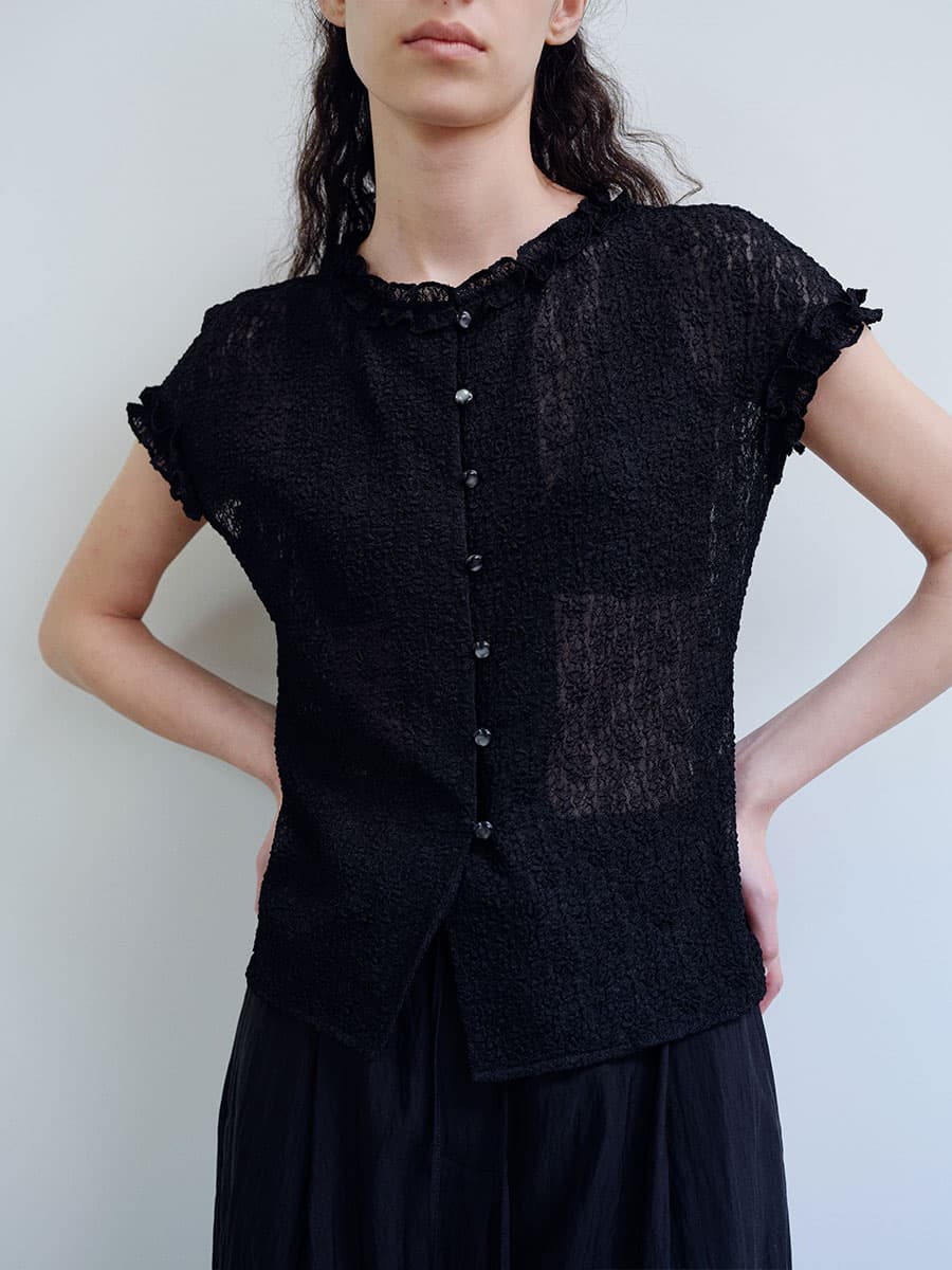 TIR LACE FRILL BLOUSE_BLACK — vue 11