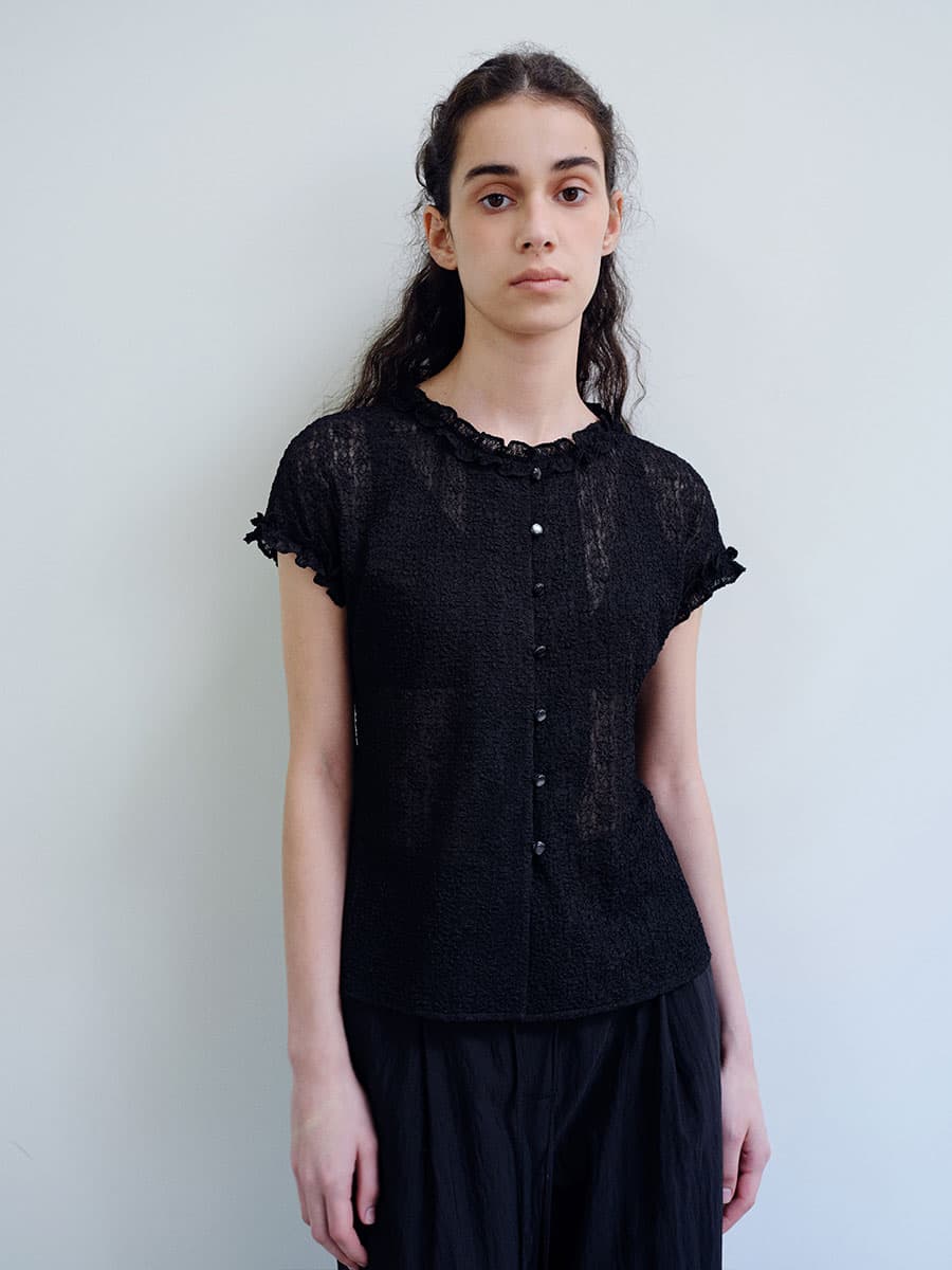 TIR LACE FRILL BLOUSE_BLACK — vue 9