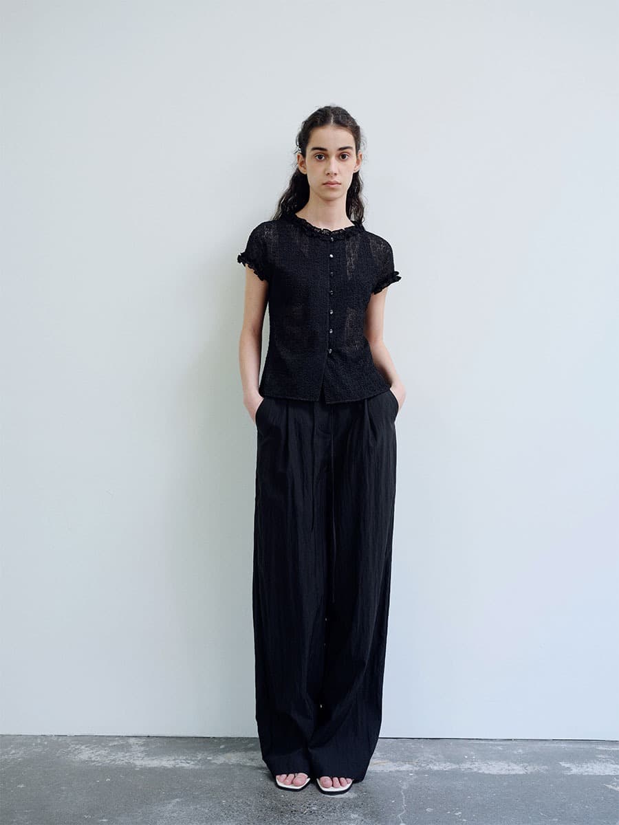 TIR LACE FRILL BLOUSE_BLACK