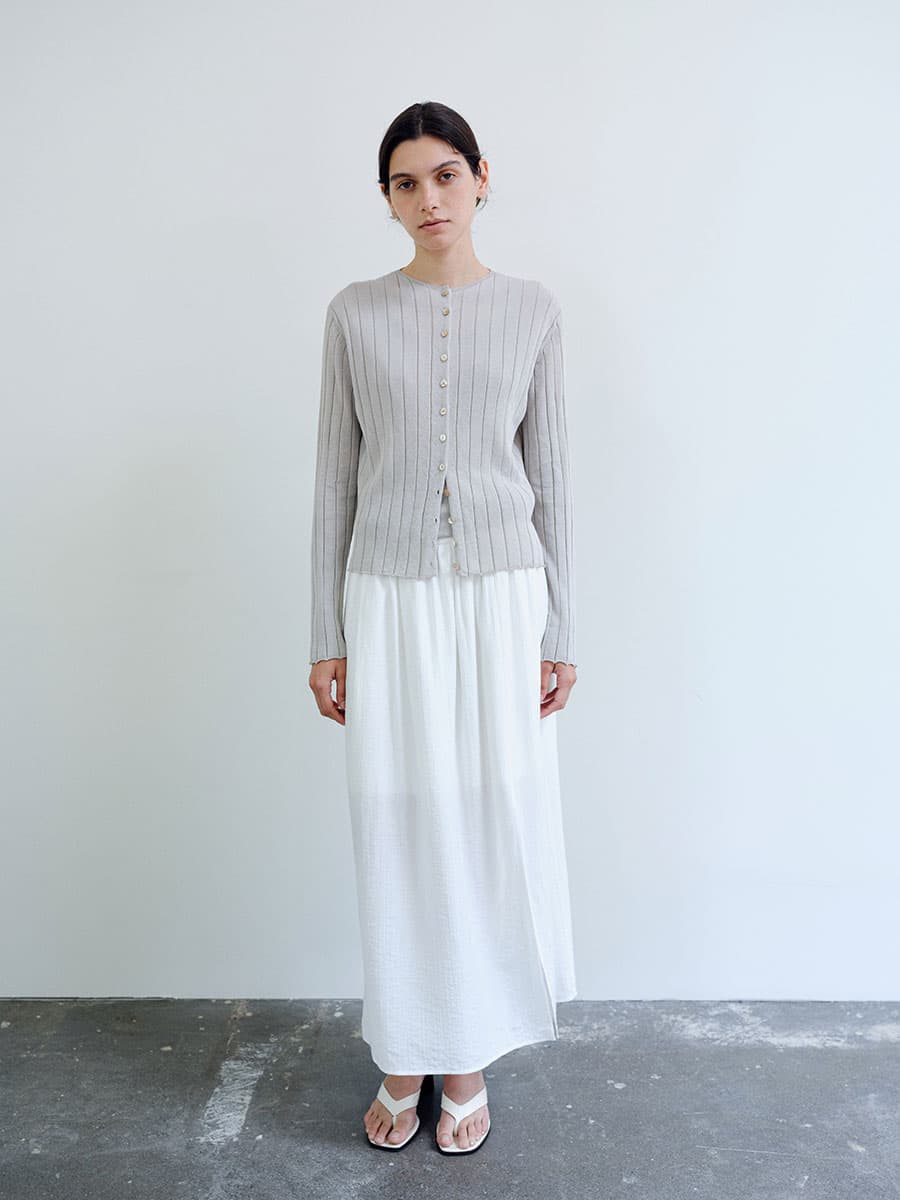 TIR RIB KNIT CARDIGAN & SLEEVELESS SET_ASH BEIGE — vue 7