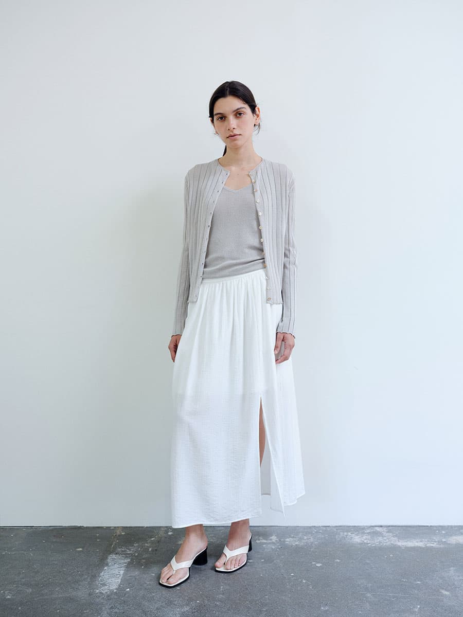 TIR RIB KNIT CARDIGAN & SLEEVELESS SET_ASH BEIGE — vue 8