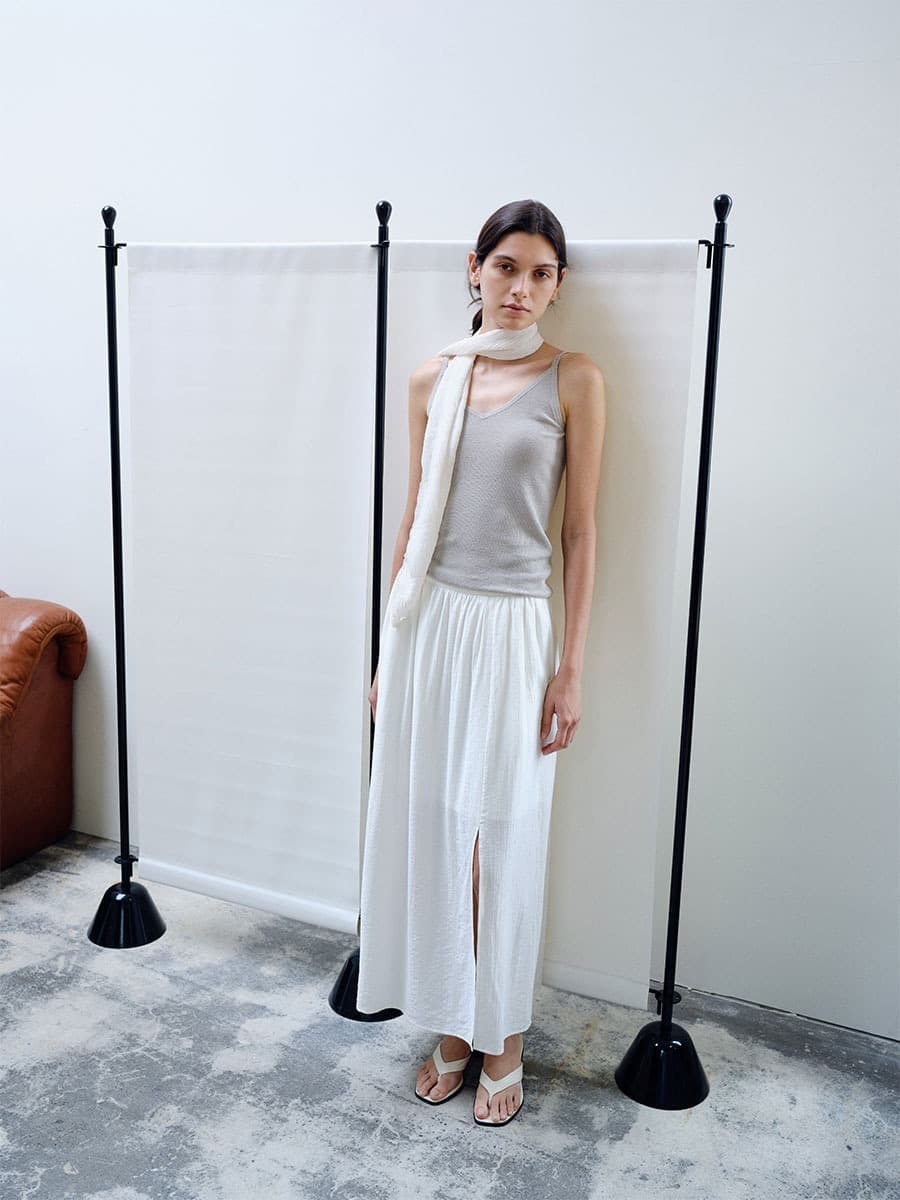TIR RIB KNIT CARDIGAN & SLEEVELESS SET_ASH BEIGE