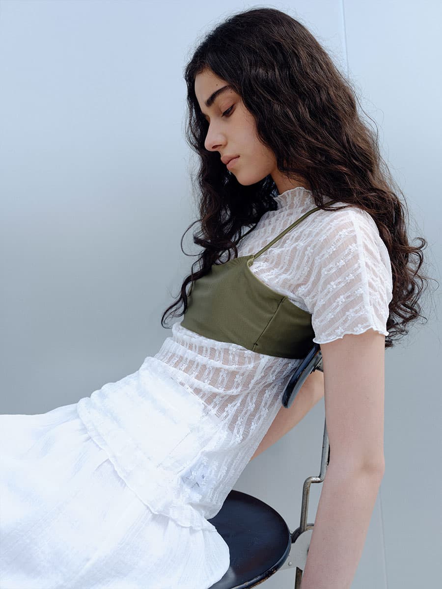 TIR LACE MOCK NECK TOP_WHITE — vue 2