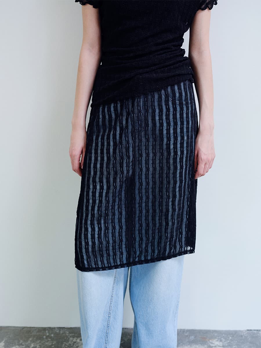 TIR LACE LAYERED SKIRT_BLACK