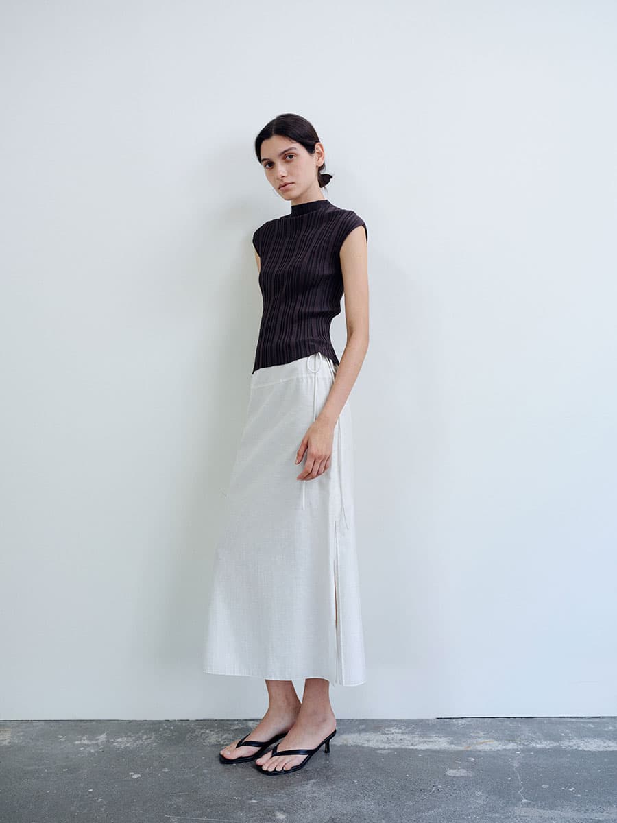 TIR PLEATED KNIT TOP_CHARCOAL — vue 4