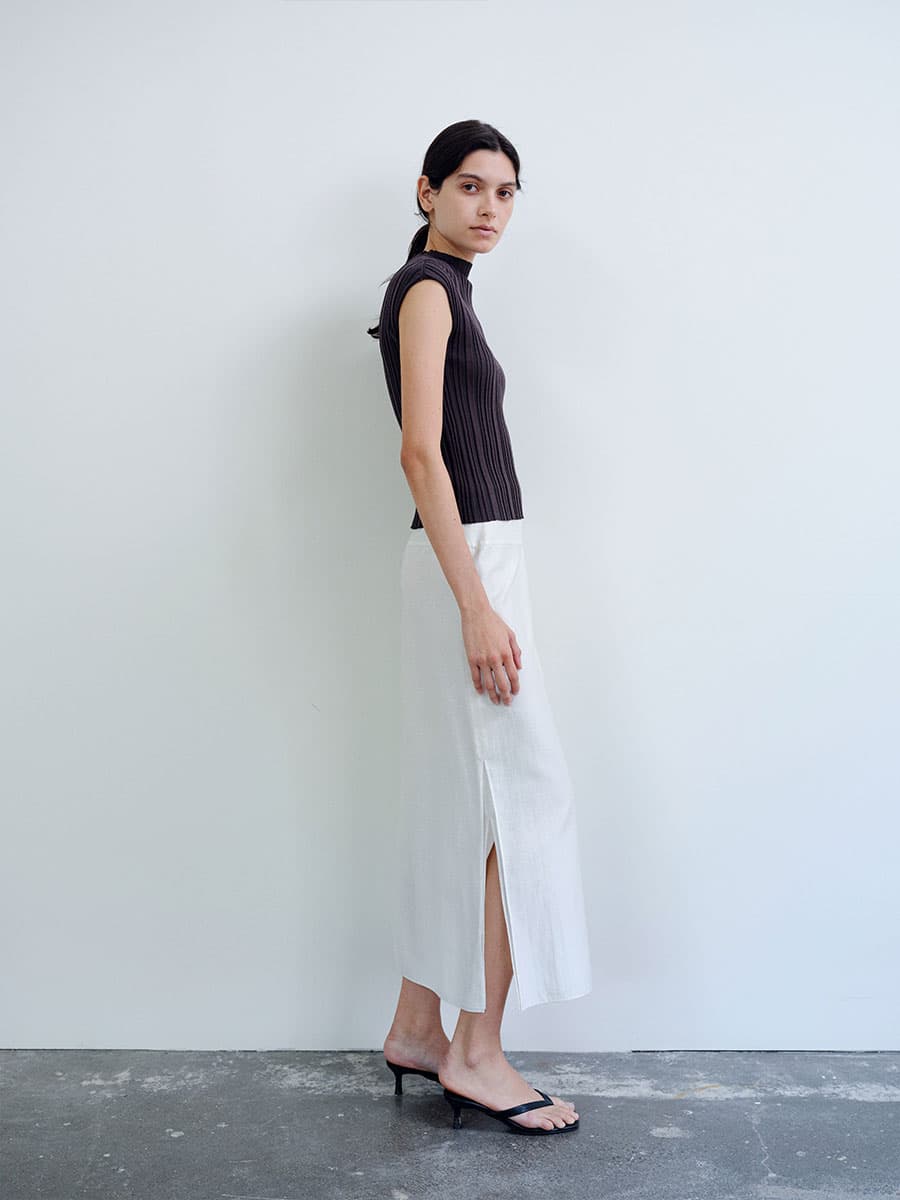 TIR PLEATED KNIT TOP_CHARCOAL — vue 5