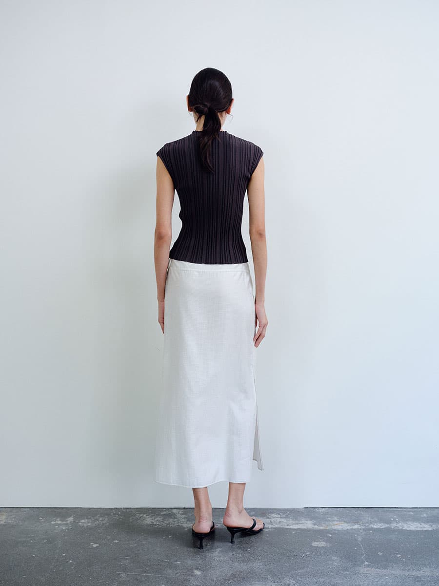 TIR PLEATED KNIT TOP_CHARCOAL — vue 6