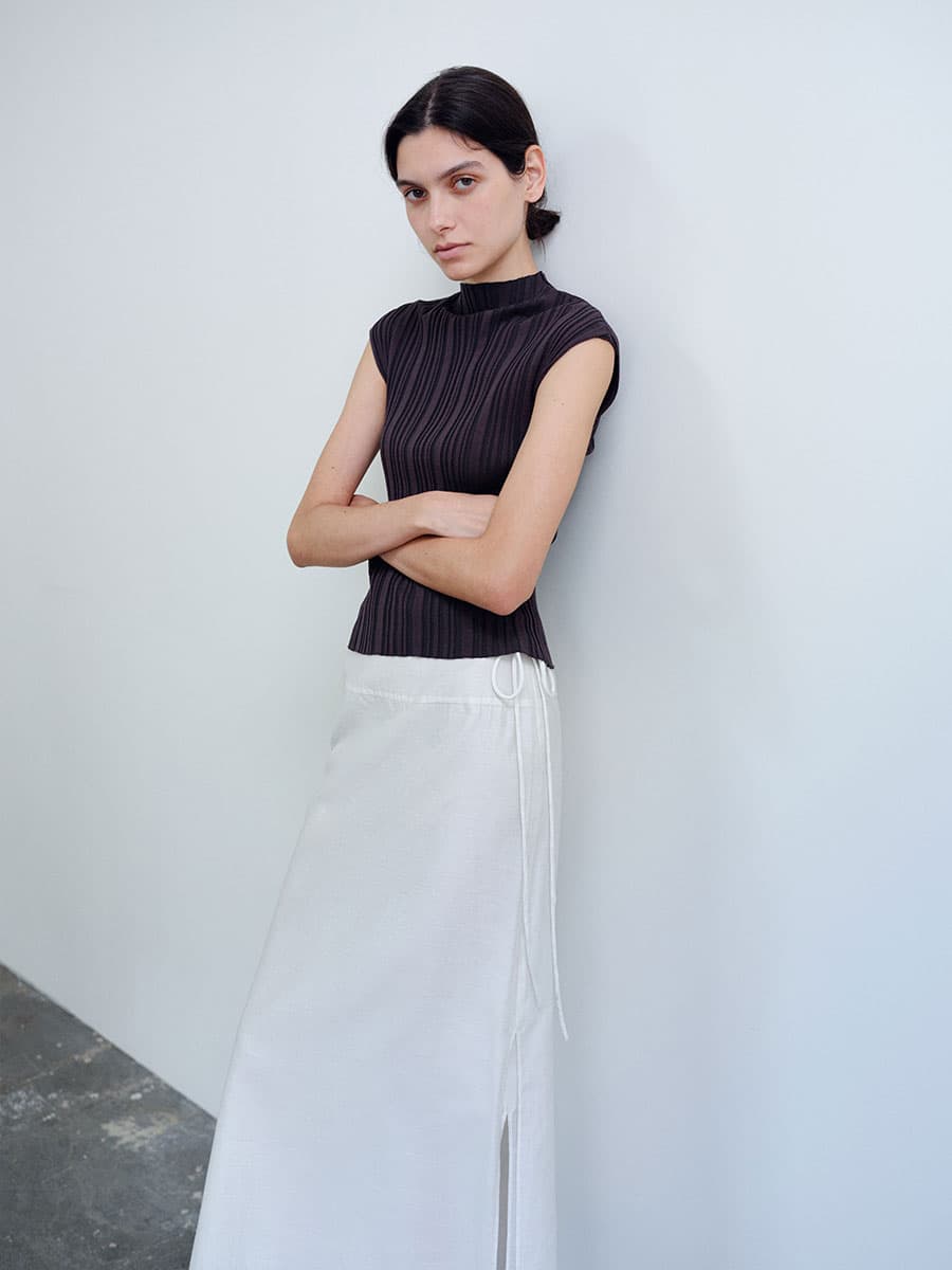 TIR PLEATED KNIT TOP_CHARCOAL — vue 8