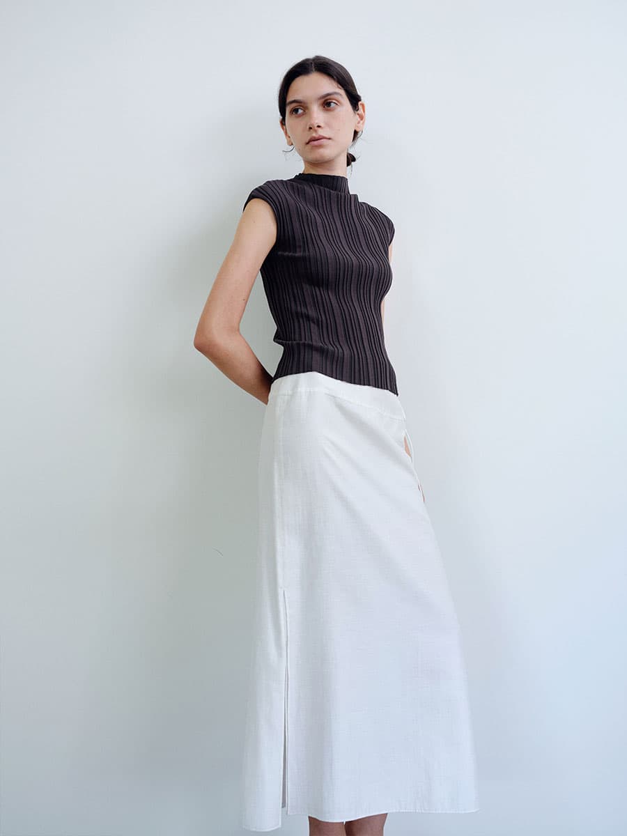 TIR PLEATED KNIT TOP_CHARCOAL — vue 9