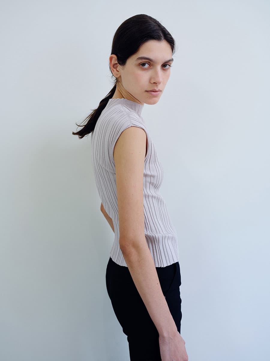 TIR PLEATED KNIT TOP_GREY — vue 8