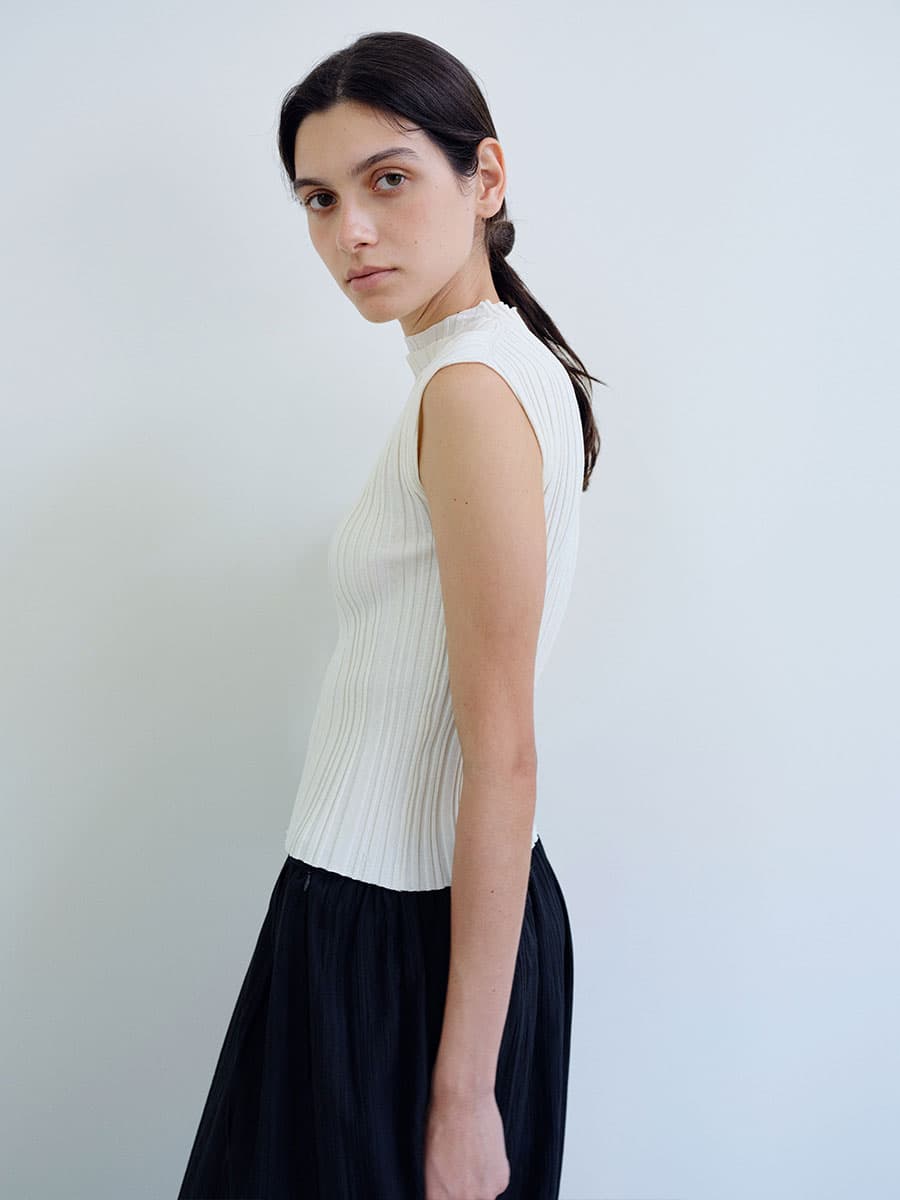 TIR PLEATED KNIT TOP_IVORY — vue 11