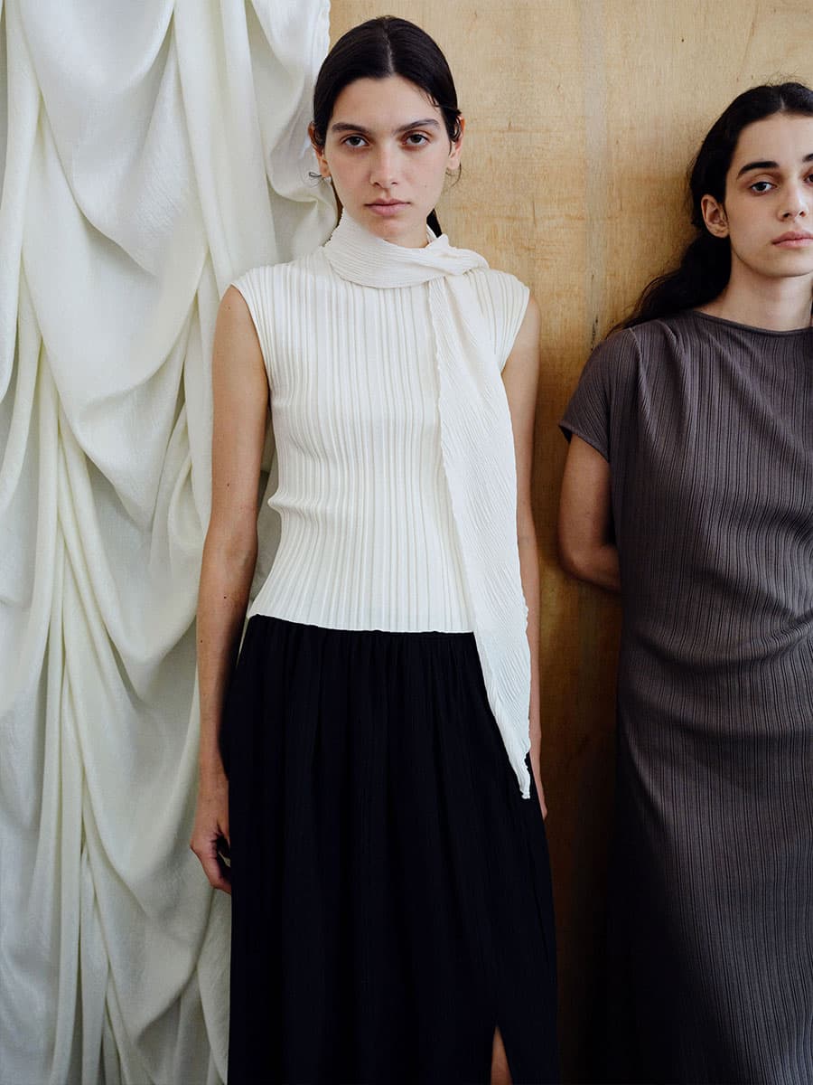 TIR PLEATED KNIT TOP_IVORY — vue 4