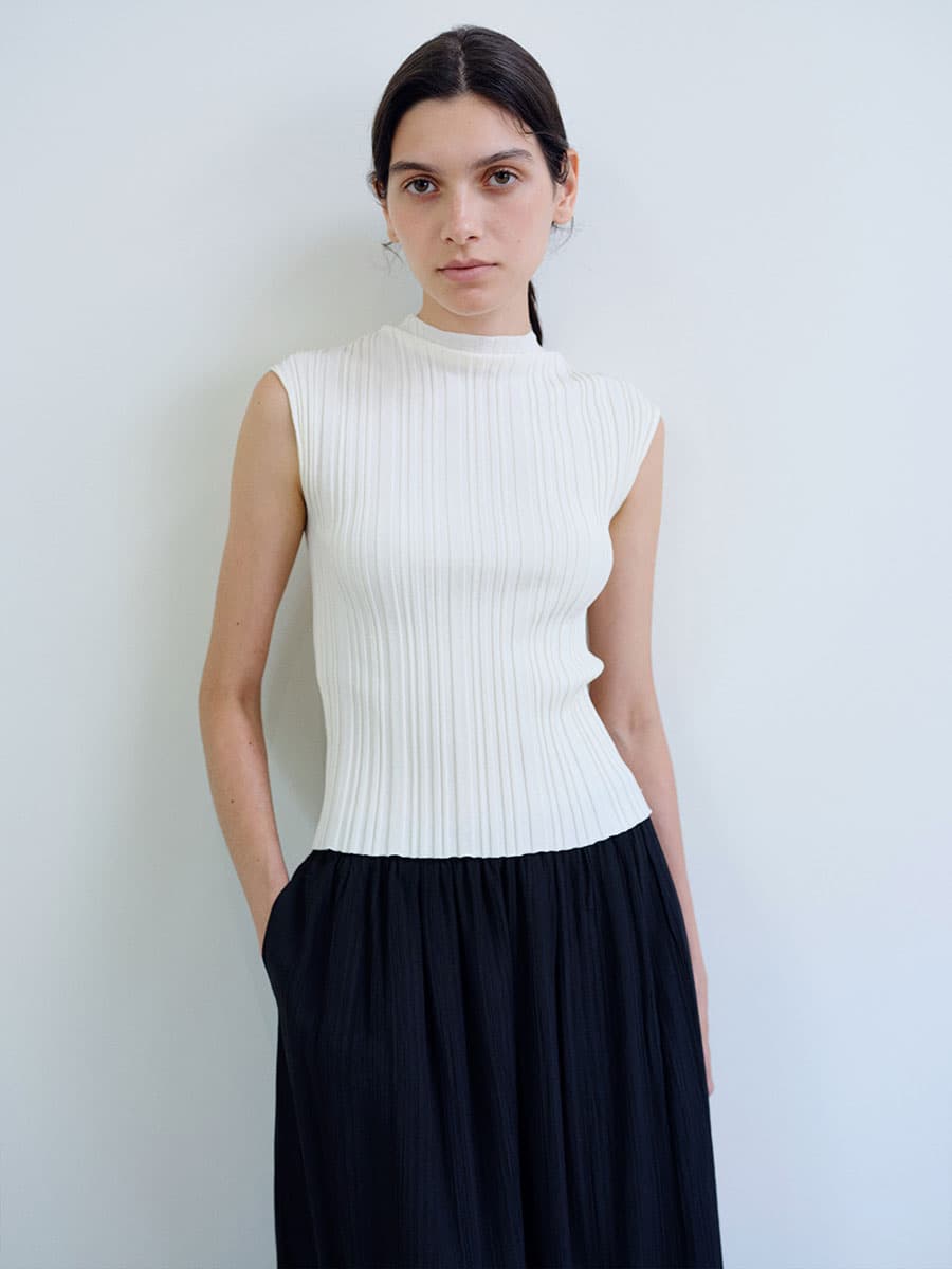 TIR PLEATED KNIT TOP_IVORY — vue 10
