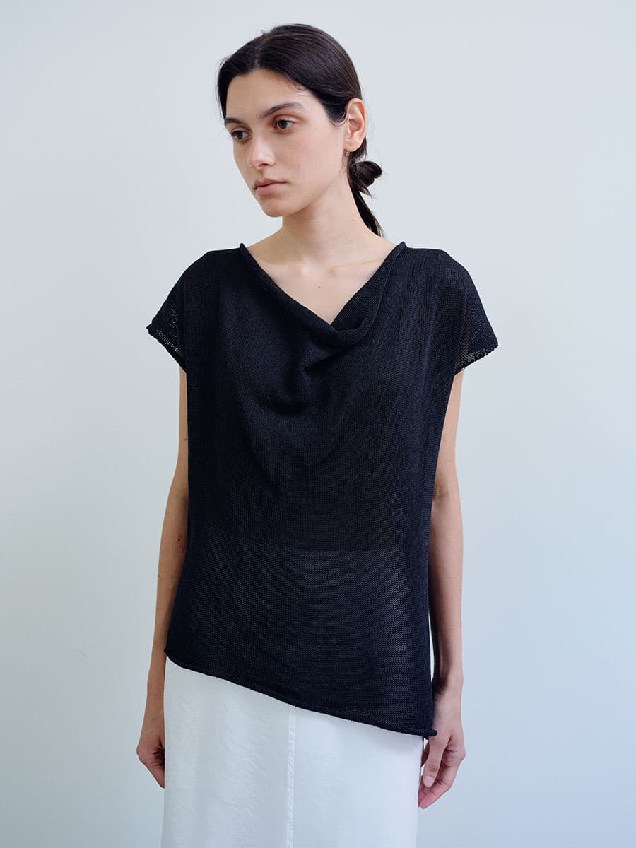 TIR DRAPE NECK KNIT TOP_D-GREY — vue 11