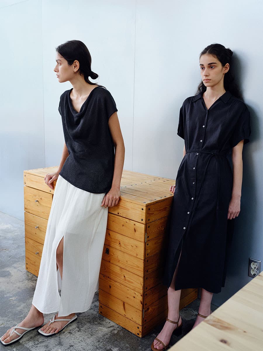 TIR DRAPE NECK KNIT TOP_D-GREY
