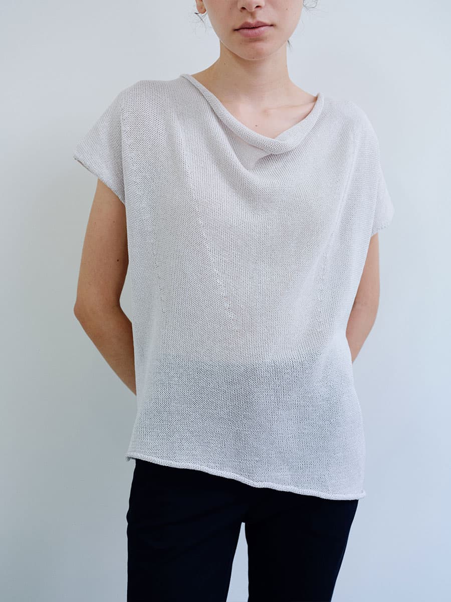 TIR DRAPE NECK KNIT TOP_L-GREY — vue 11