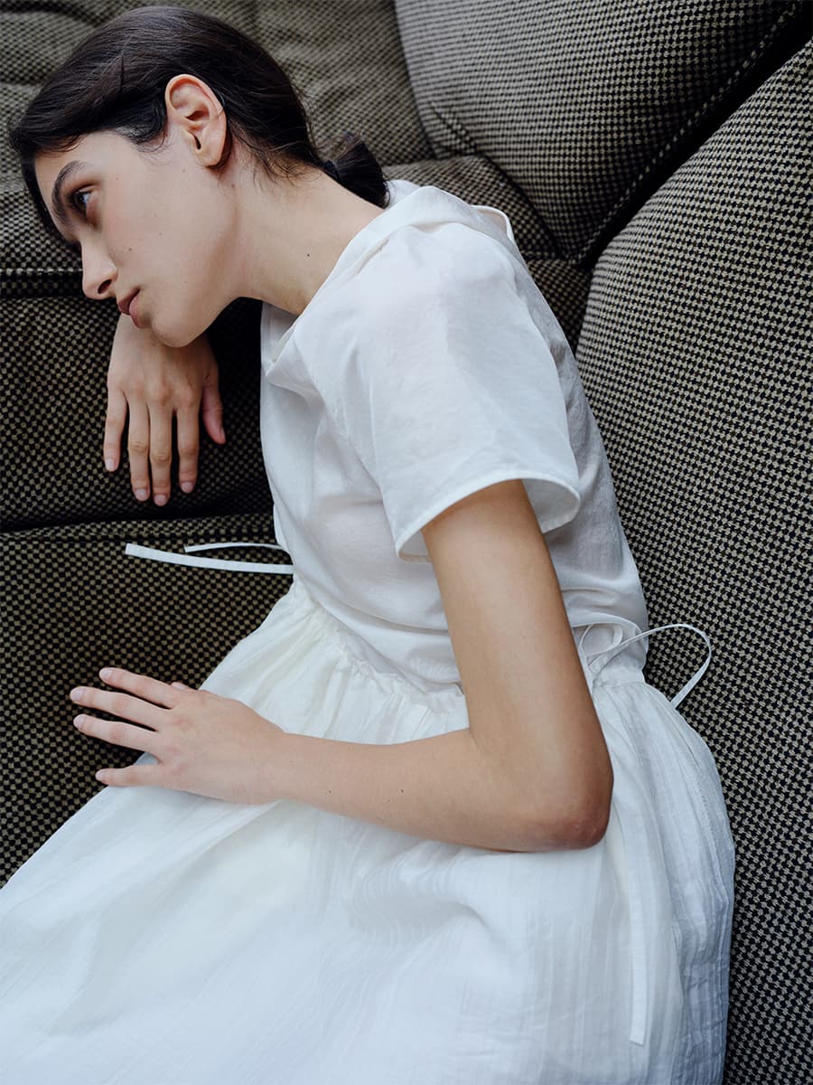 TIR ROLL COLLAR SHINING DRESS_CREAM — vue 4